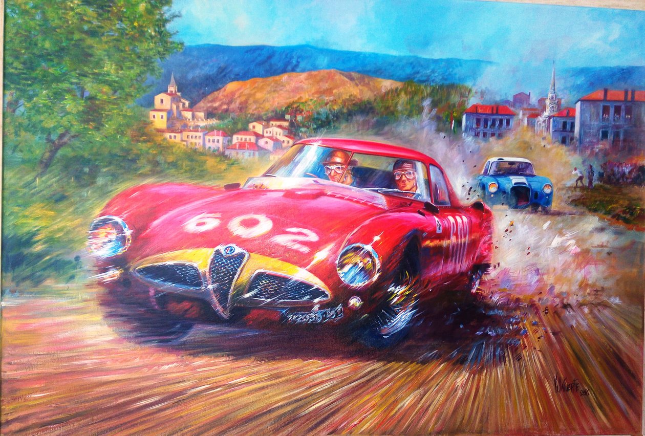 Juan Manuel Fangio Mille Miglia, 1953 (Akril vászonra, 2017) alkotó: Jose Maria Villafuerte