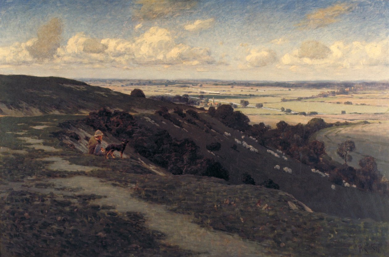 "Bury Hill és falu kilátással az északi dombokra", 1879-1919 alkotó: Jose Weiss