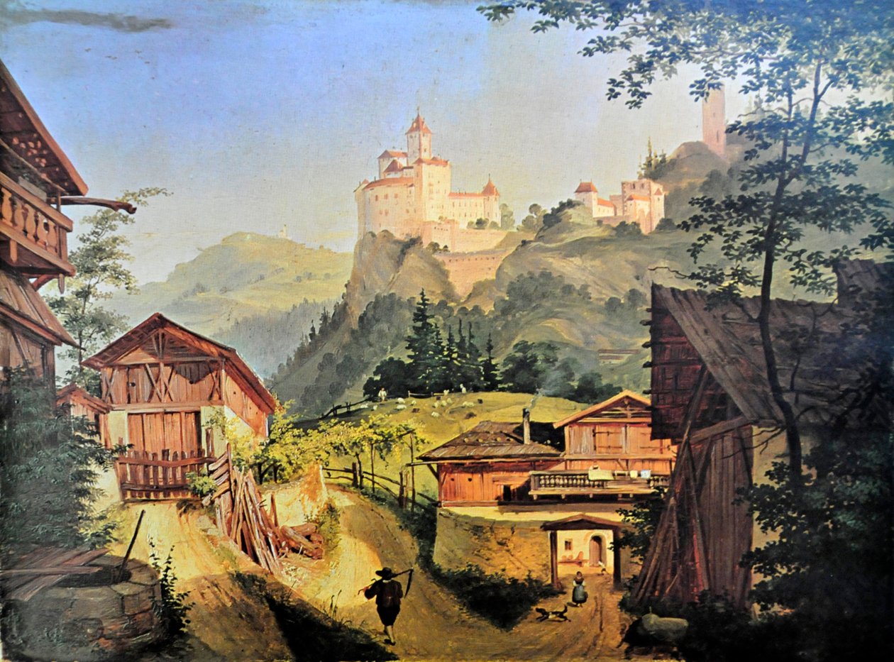 Waidbruck, Trostburg a háttérben alkotó: Josef Arnold derJüngere