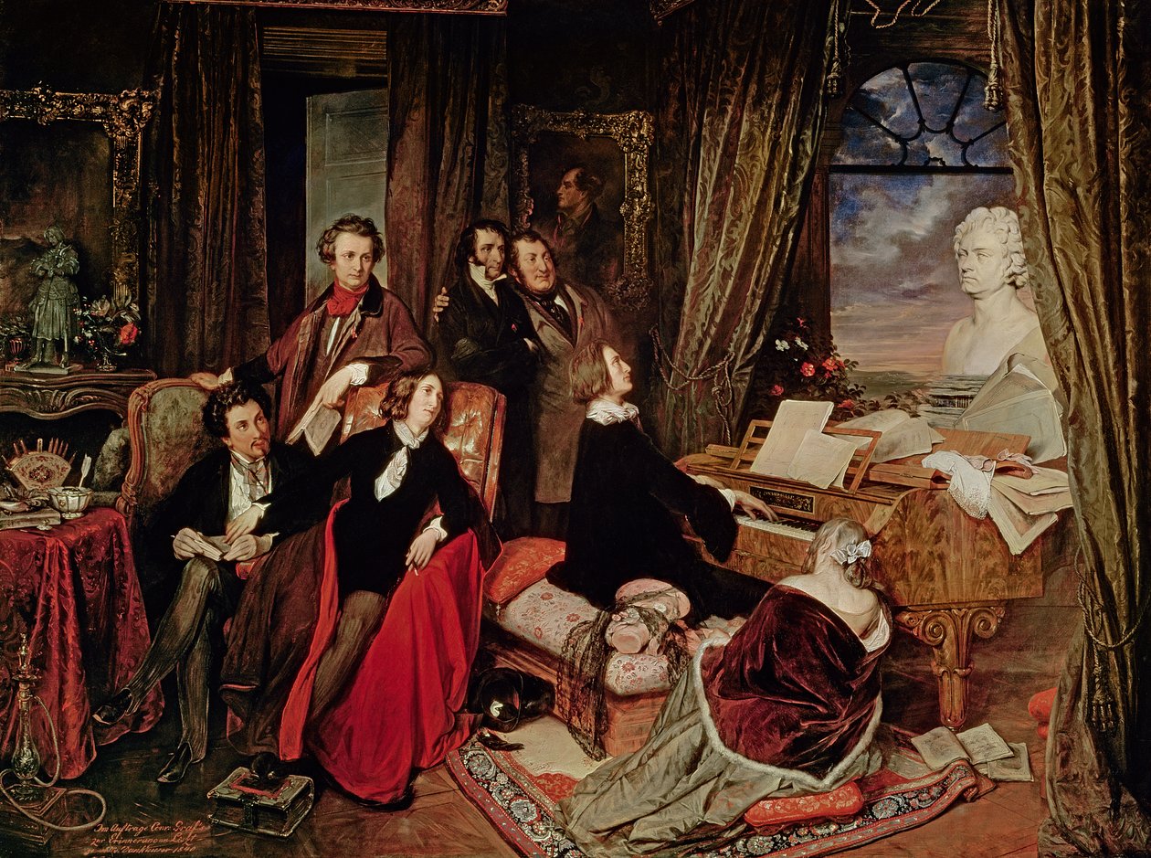 Liszt zongoránál, 1840 alkotó: Josef Danhauser