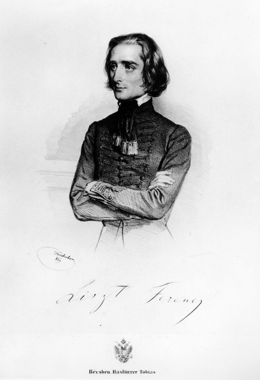 Portrait of Franz Liszt (1811-86) 1839 alkotó: Josef Nikolaus Kriehuber