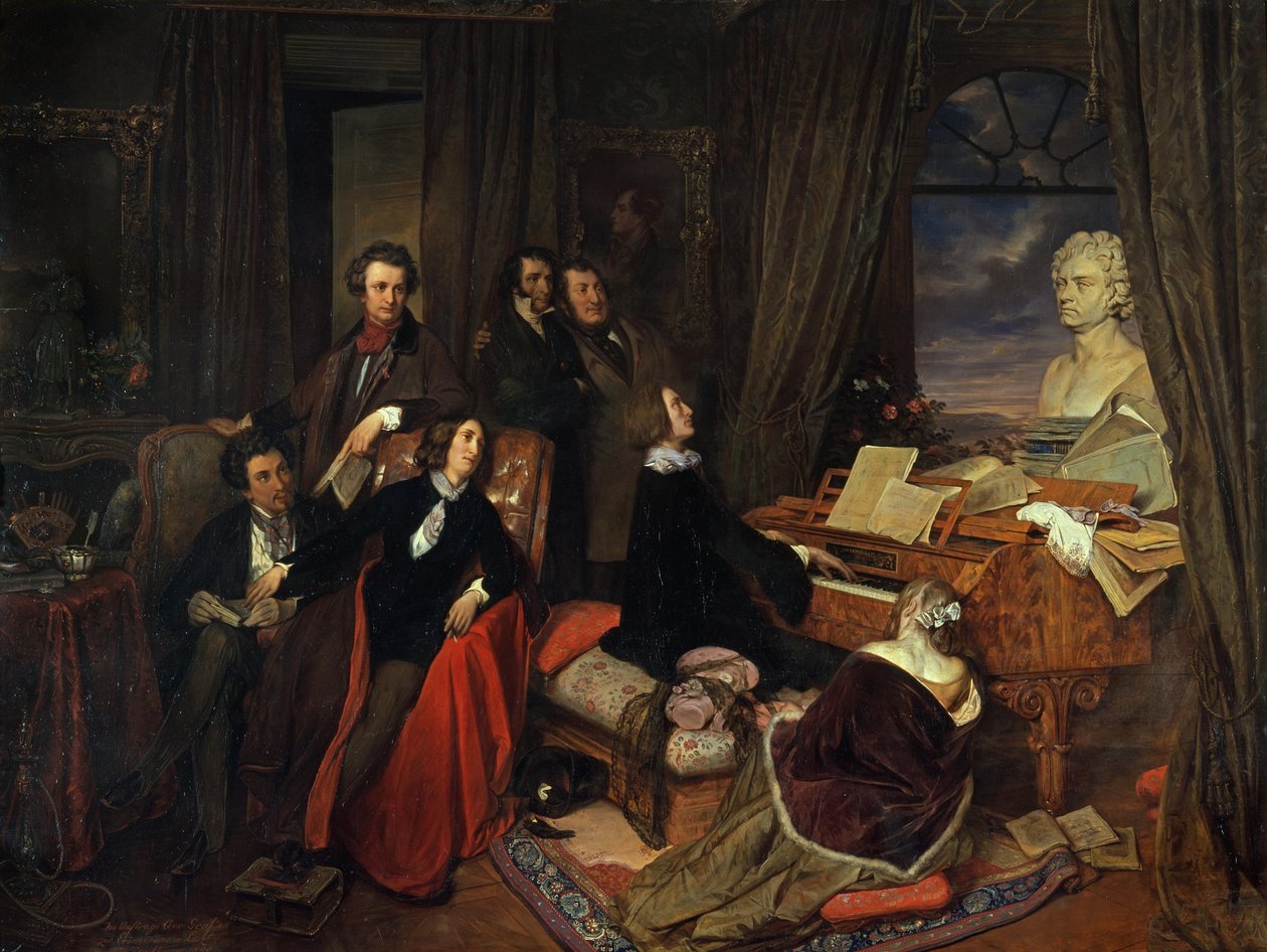 Liszt a zongoránál alkotó: Josef Danhauser