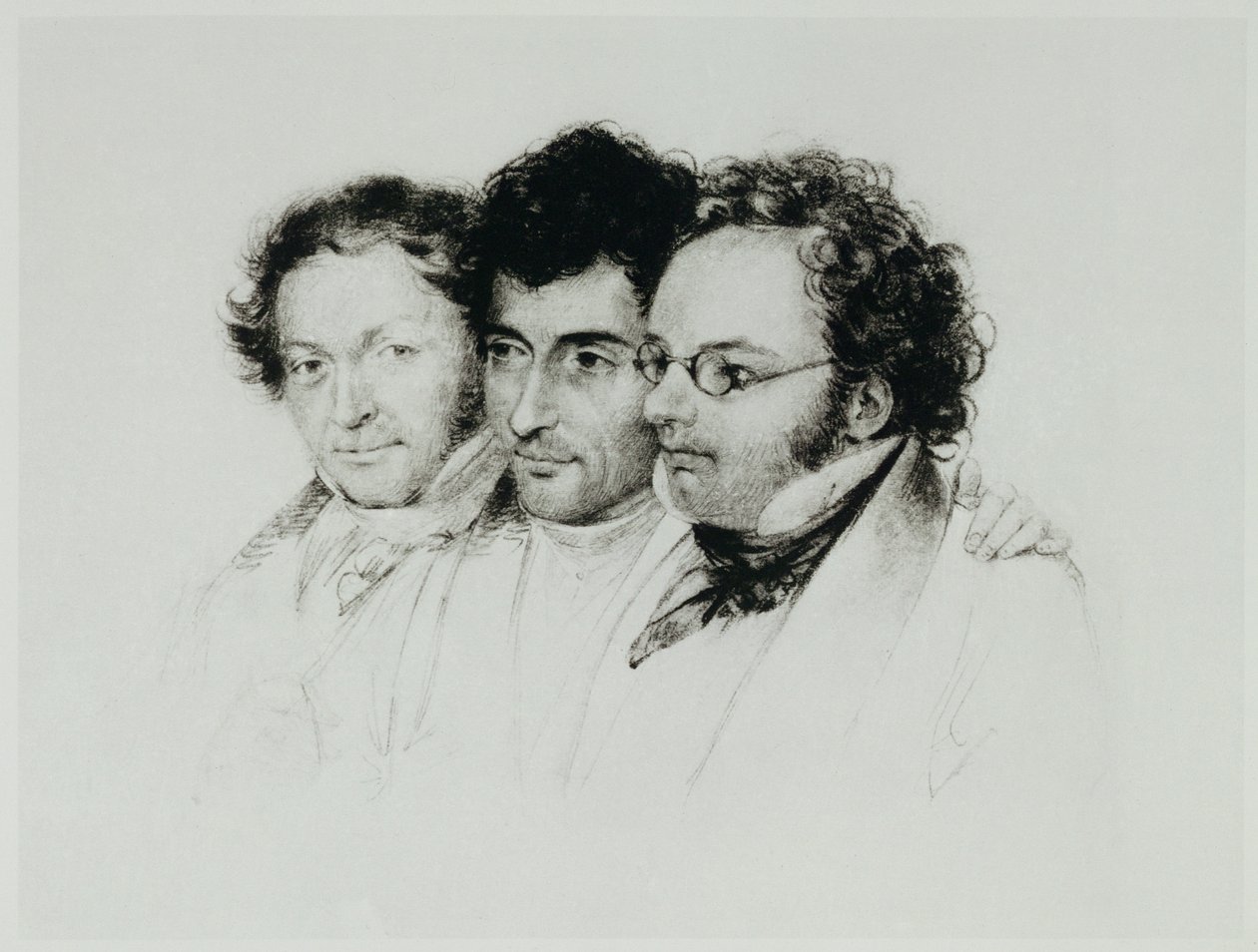 Johann Baptist Jenger, Anselm Huettenbrenner és Franz Schubert ... alkotó: Josef Eduard Teltscher