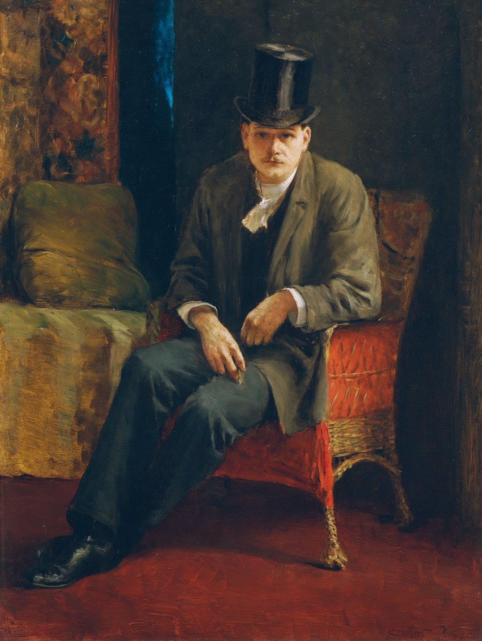 Önarckép cilinderrel alkotó: Josef Engelhart