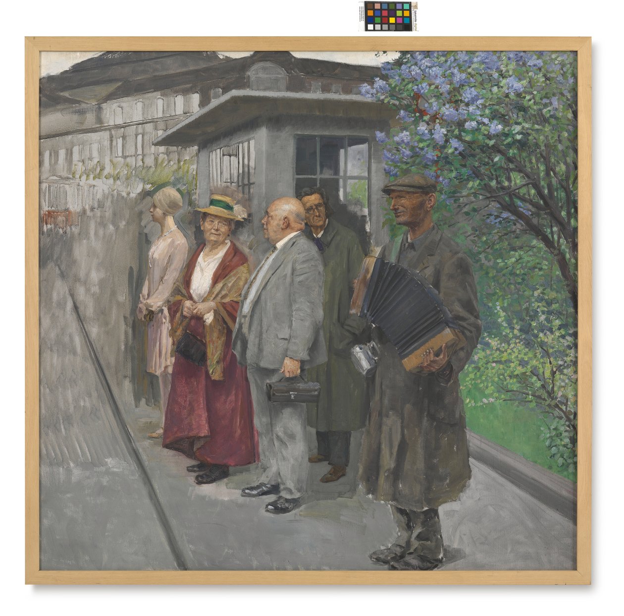 Várakozás a 2-esre (villamosmegálló) alkotó: Josef Engelhart