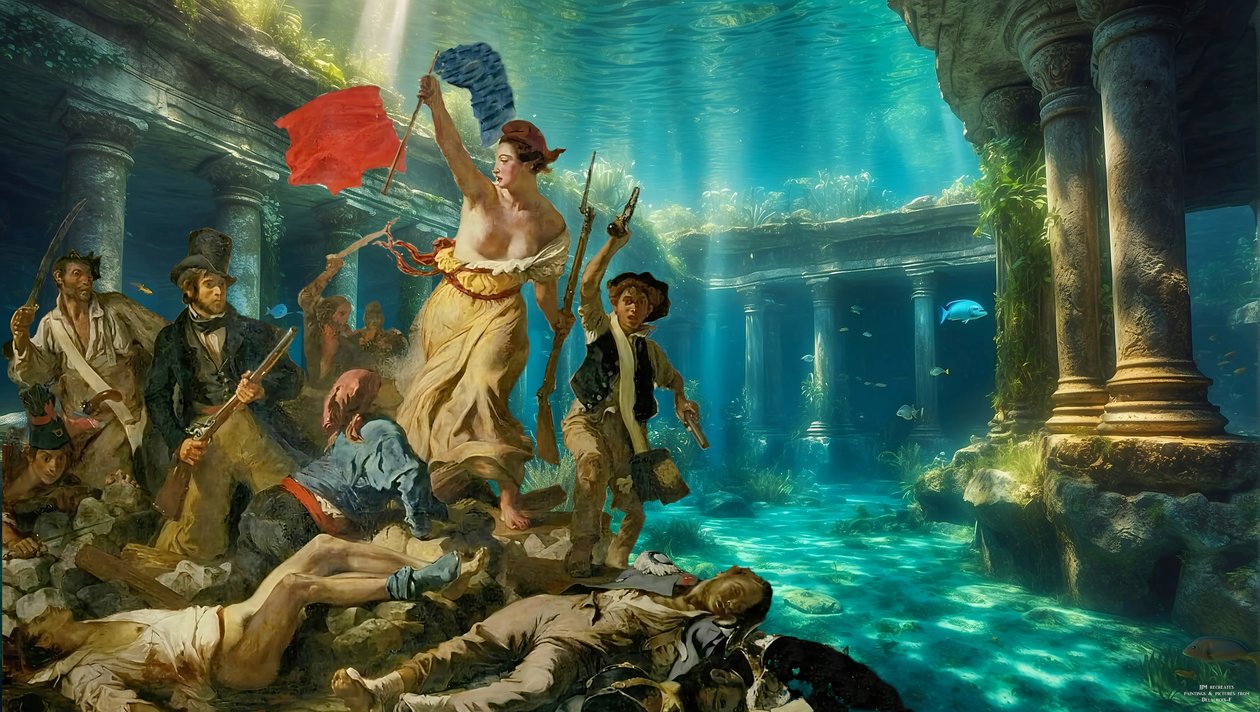 JJM-recreate_Delacroix_Szabadság az embereknek_víz alatt alkotó: Josef Johann Michel