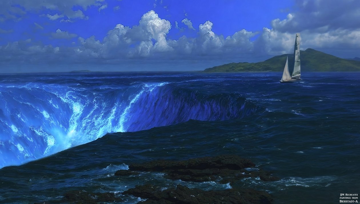 JJM újrateremti a Bierstadt-A: Niagara-vízesést (vitorlás hajóval) alkotó: Josef Johann Michel