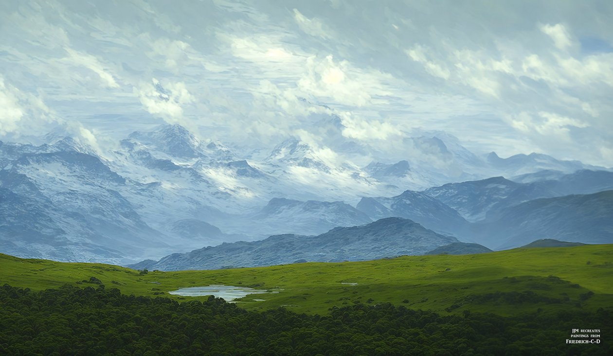 JJM recreates Friedrich-C-D: Treibende Wolken (Alpen Panorama) alkotó: Josef Johann Michel