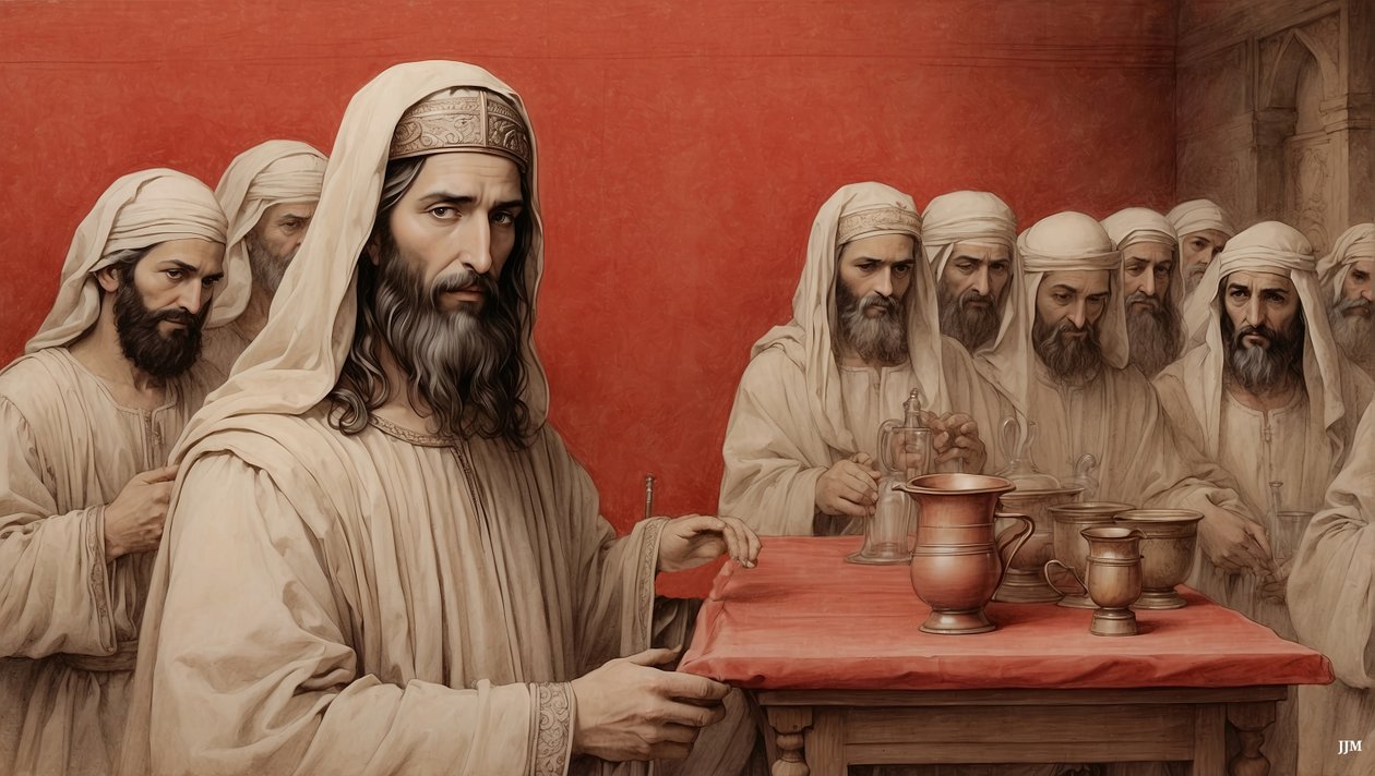 Jézus_mondja a szolgáknak_töltsék meg a vizes edényeket_Kánaáni menyegző_04 alkotó: Josef Johann Michel