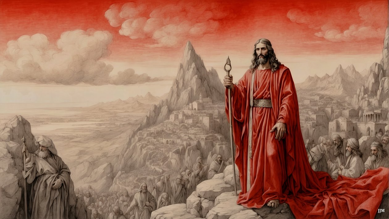 Jézusnak a világ összes királyságát megmutatta az ördög egy hegyen - imádj engem_01 alkotó: Josef Johann Michel
