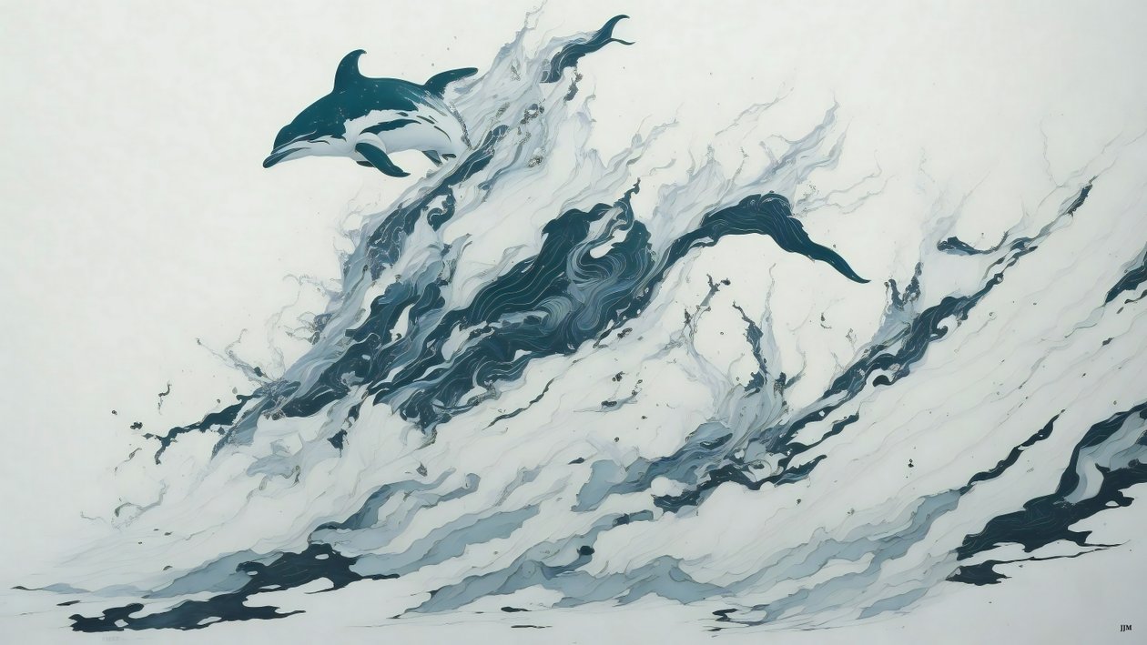 ink painting: Dolphin_01 alkotó: Josef Johann Michel