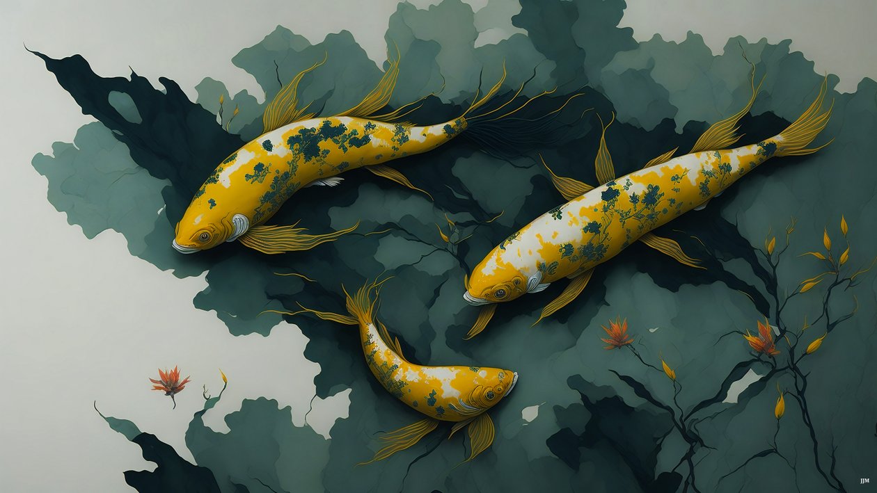 tusfestés: Koi-Karpfish_gold_01 alkotó: Josef Johann Michel