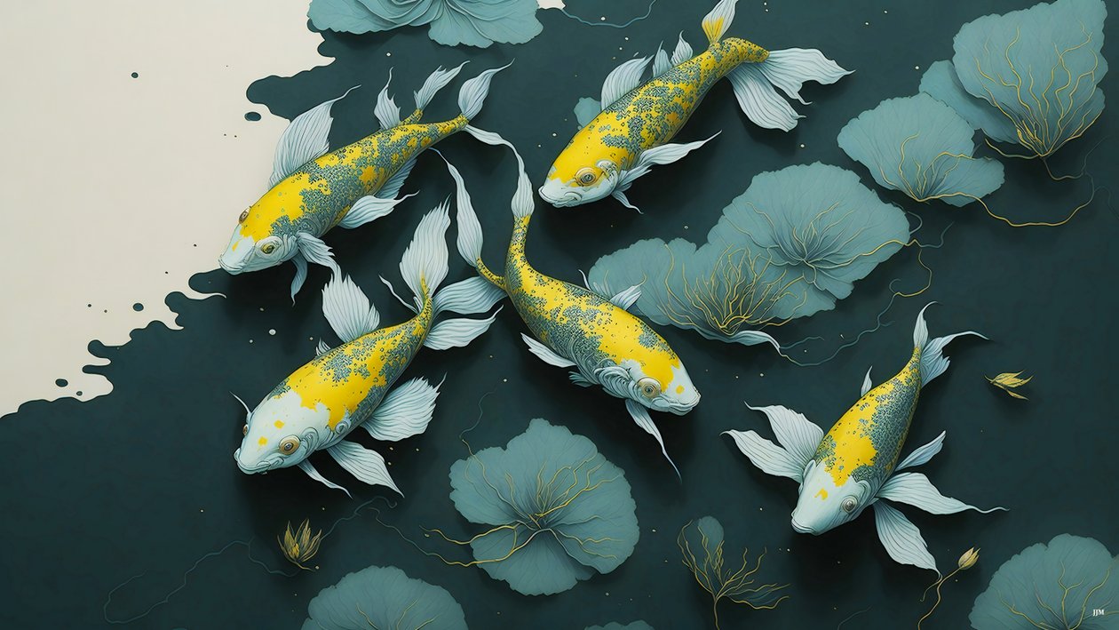 tusfestés: Koi-Karpfish_gold_02 alkotó: Josef Johann Michel