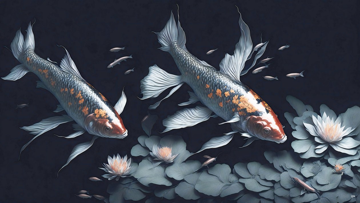 tusfestés: Koi-Karpfish_red_02 alkotó: Josef Johann Michel