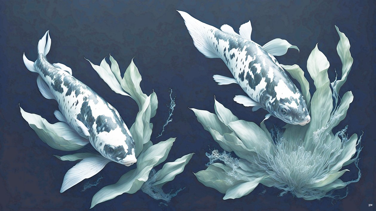tusfestés: Koi-Karpfish_white marble_01 alkotó: Josef Johann Michel