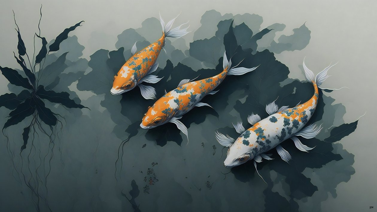 ink painting: Koi carp fish_02 alkotó: Josef Johann Michel