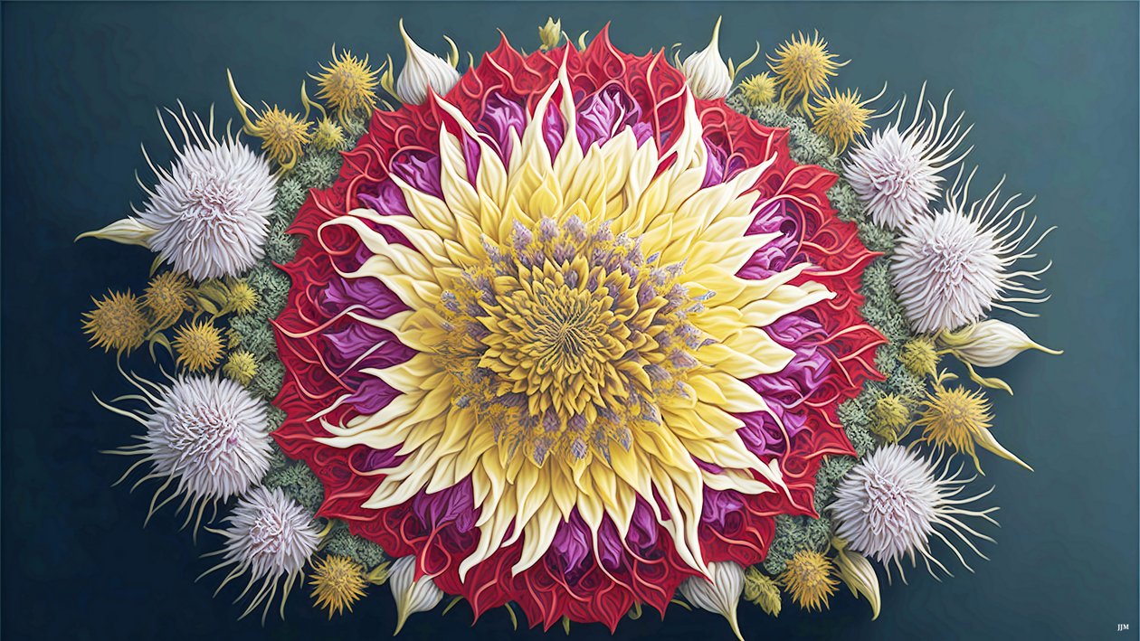 mandala: Bogáncs virágos elemekkel_01 alkotó: Josef Johann Michel