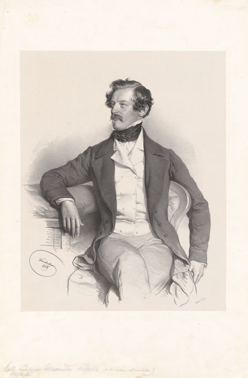 Báró Alexander von Bach (1813-1893), jogász, politikus alkotó: Josef Kriehuber
