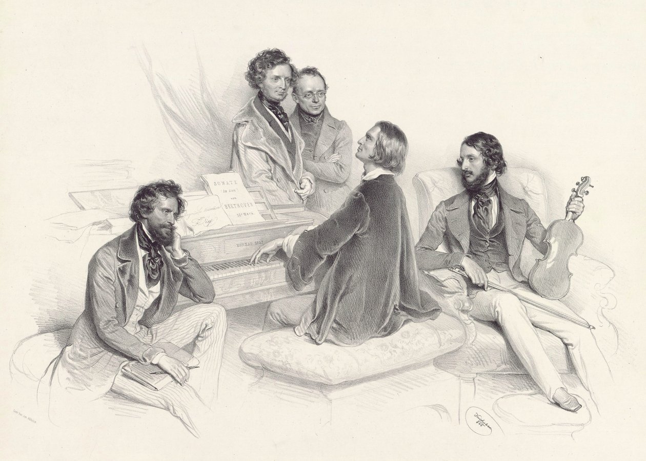Matiné Lisztnél alkotó: Josef Kriehuber