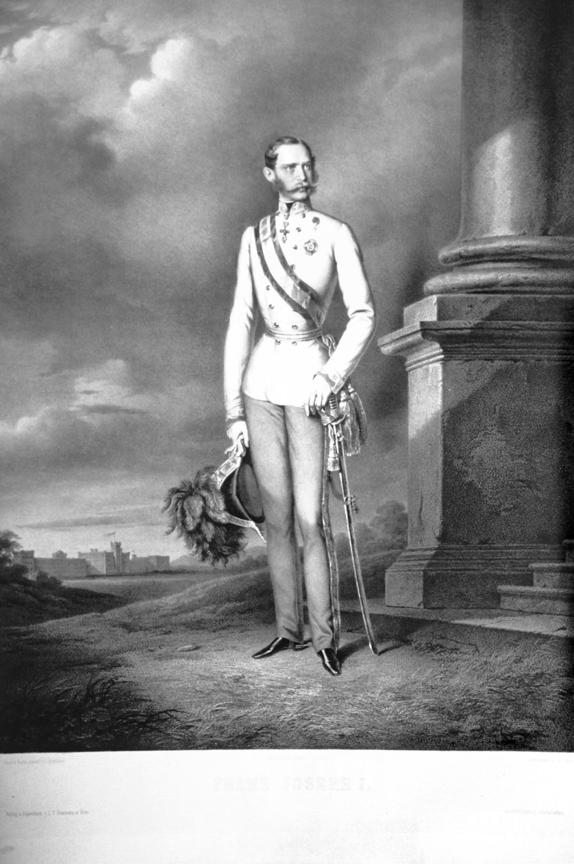 I. Ferenc József. Kriehuber 1860 körül Litográfia alkotó: Josef Kriehuber