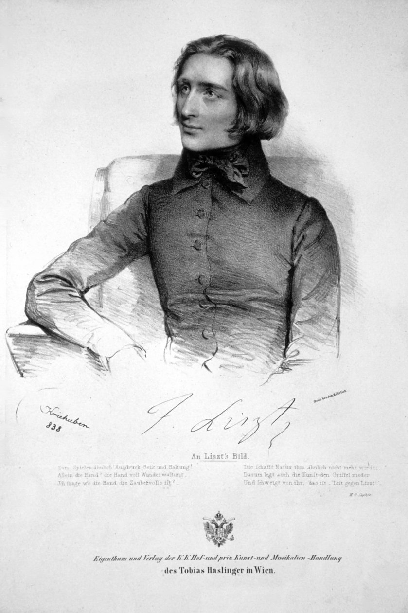 Liszt Ferenc Litho 1838 alkotó: Josef Kriehuber