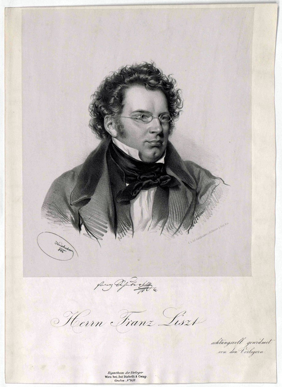 Franz Schubert Litho alkotó: Josef Kriehuber