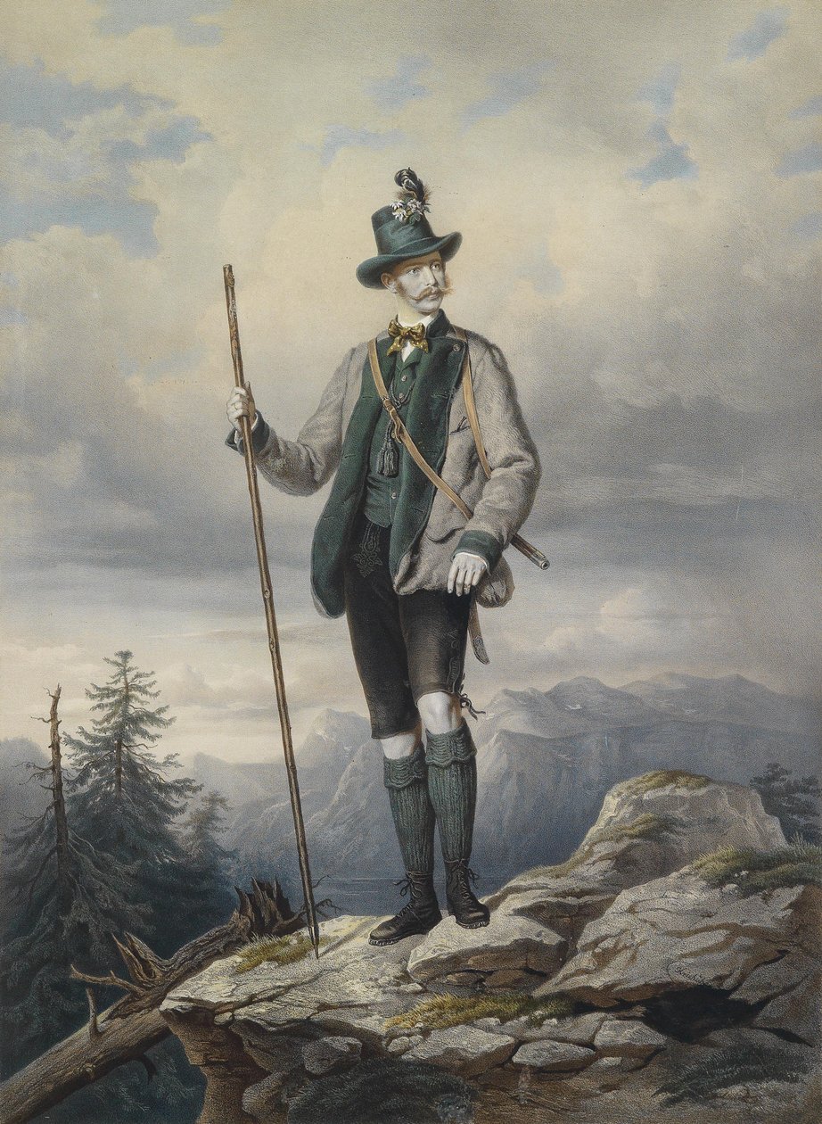 Josef Kriehuber I. Ferenc József császár Ischl-i vadászruhában 1855 körül alkotó: Josef Kriehuber