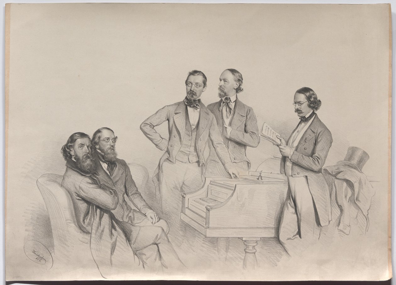 Osztrák zeneszerzők: Heinrich Proch, Franz von Suppé, Karl Binder, Anton Emil Titl, Anton Maria Storch alkotó: Josef Kriehuber