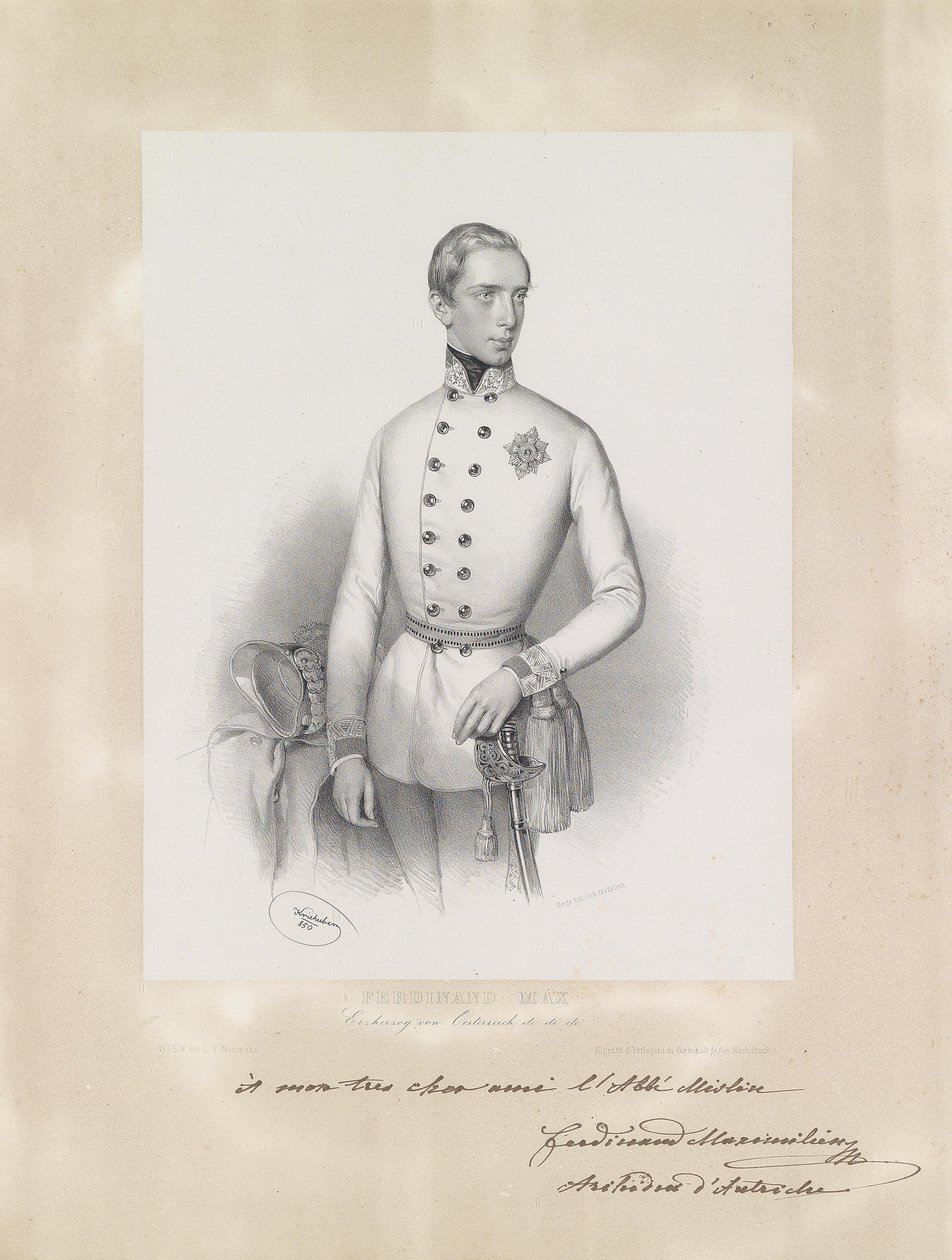 A fiatal Ferdinánd Maximilian főherceg egyenruhás portréja alkotó: Josef Kriehuber