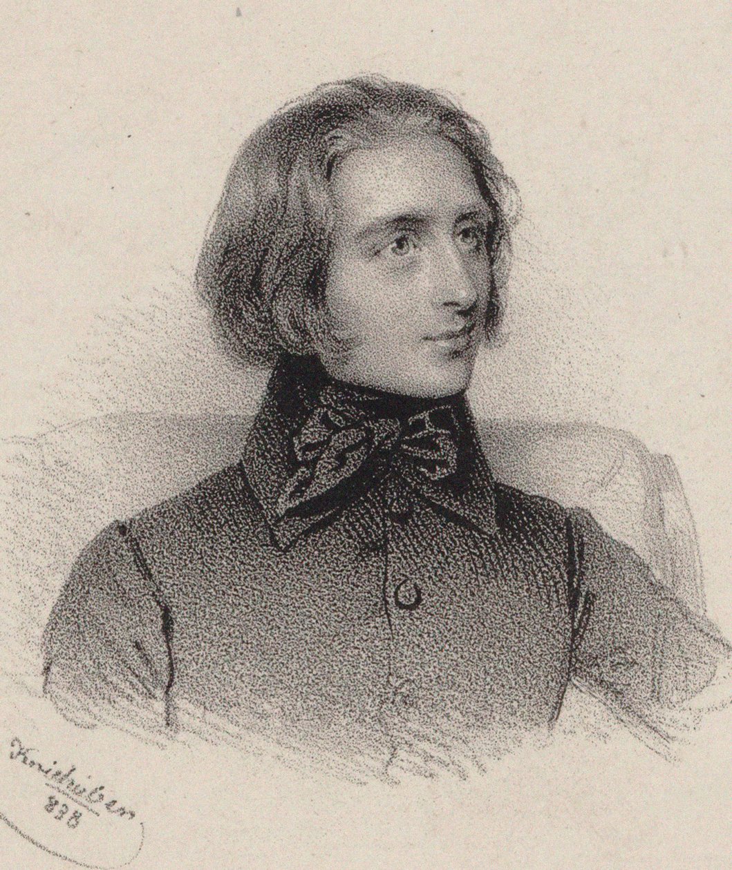 Liszt Ferenc zeneszerző portréja 1811-1886, 1838. alkotó: Josef Kriehuber