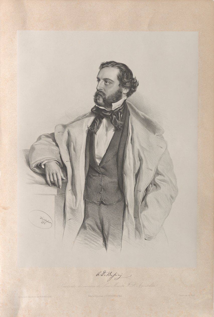 Achille De Bassini operaénekes portréja 1819-1881, 1854. alkotó: Josef Kriehuber
