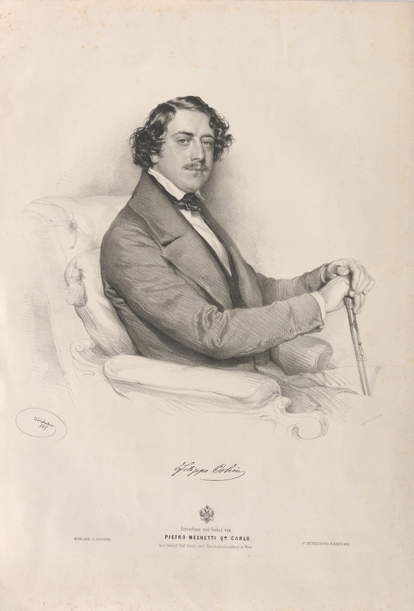 Filippo Colini operaénekes portréja 1811-1863, 1847. alkotó: Josef Kriehuber