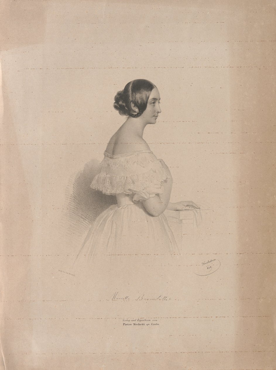 Marietta Brambilla operaénekesnő portréja 1807-1875, 1839. alkotó: Josef Kriehuber