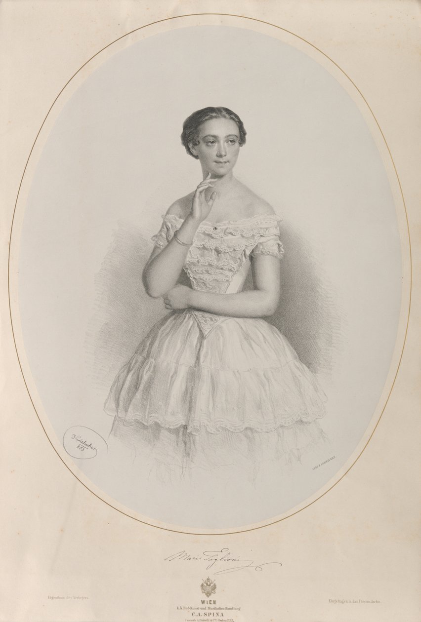 Marie Taglioni balerina portréja 1804-1884, 1853. alkotó: Josef Kriehuber