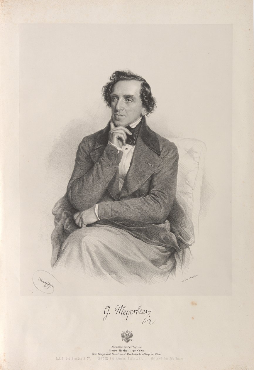 Giacomo Meyerbeer 1791-1864, 1847 zeneszerző portréja. alkotó: Josef Kriehuber