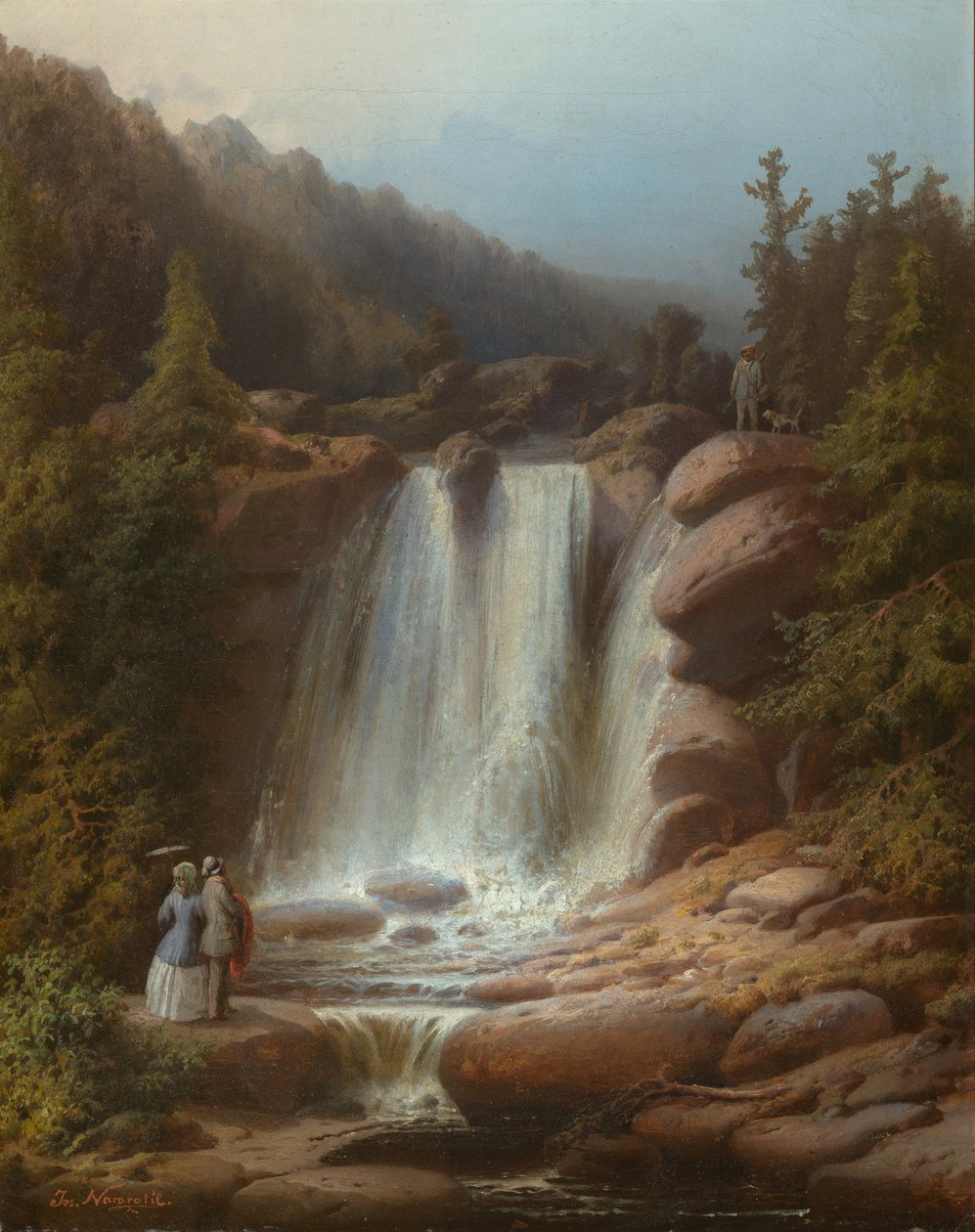 A Mumlava folyó vízesése az Óriáshegységben, 1850-53 alkotó: Josef Matj Navrátil