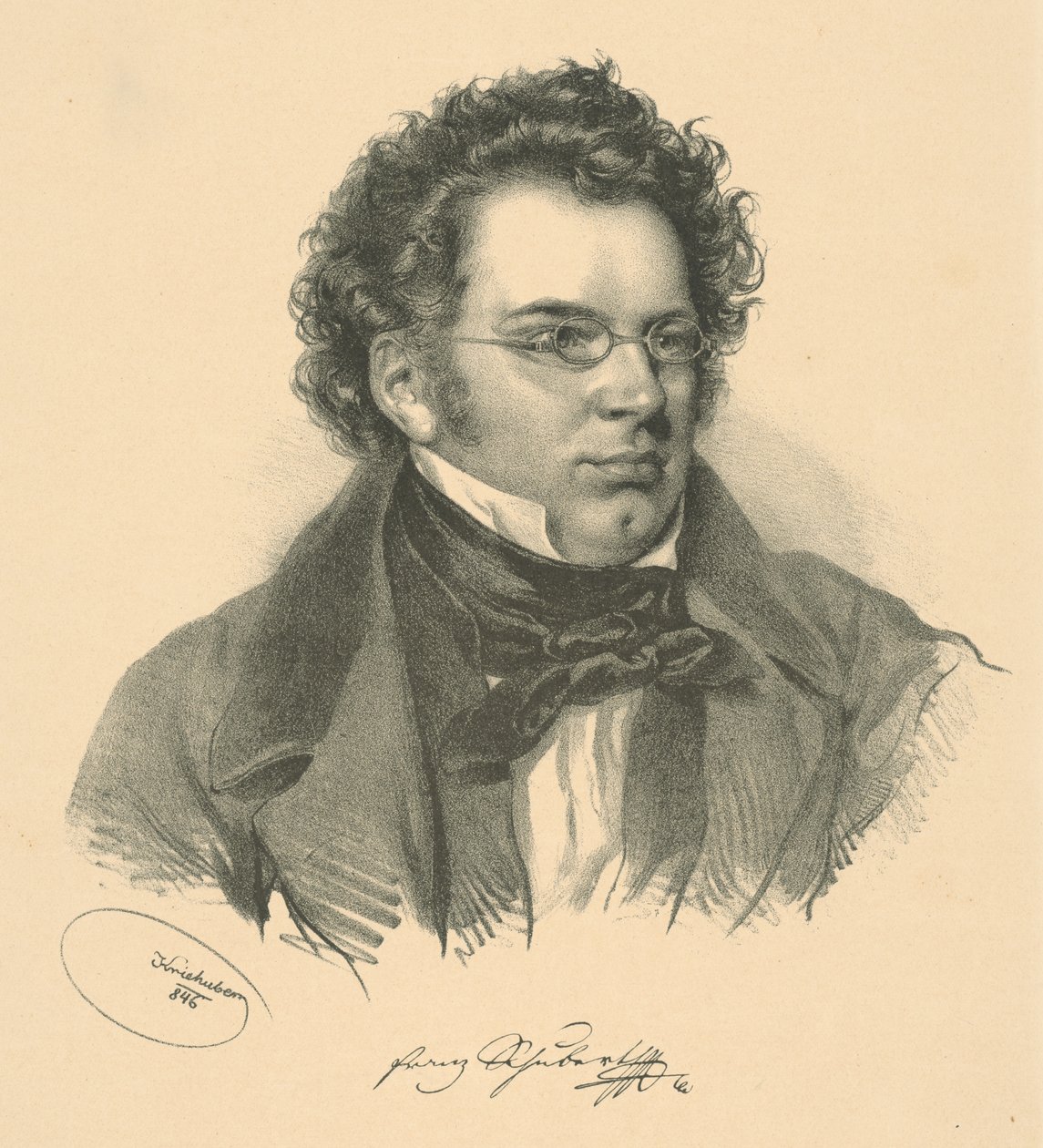 Franz Schubert portréja 1797-1828, 1846. alkotó: Josef Nikolaus Kriehuber