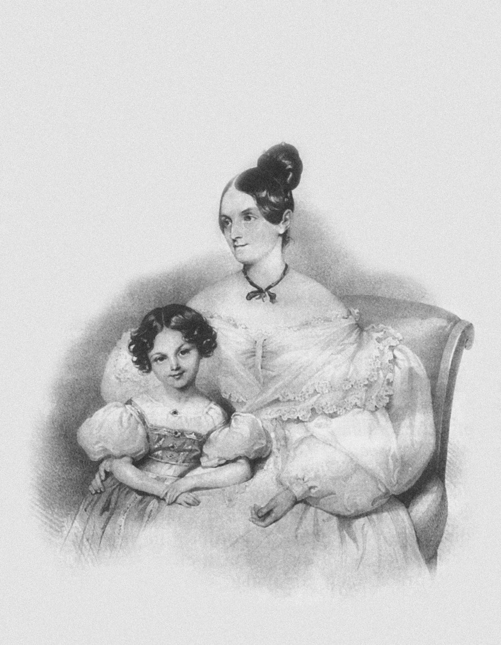 Olga Narichkina Potocki portréja lányukkal, Sophie-val 1802-1861, 1835 alkotó: Josef Nikolaus Kriehuber