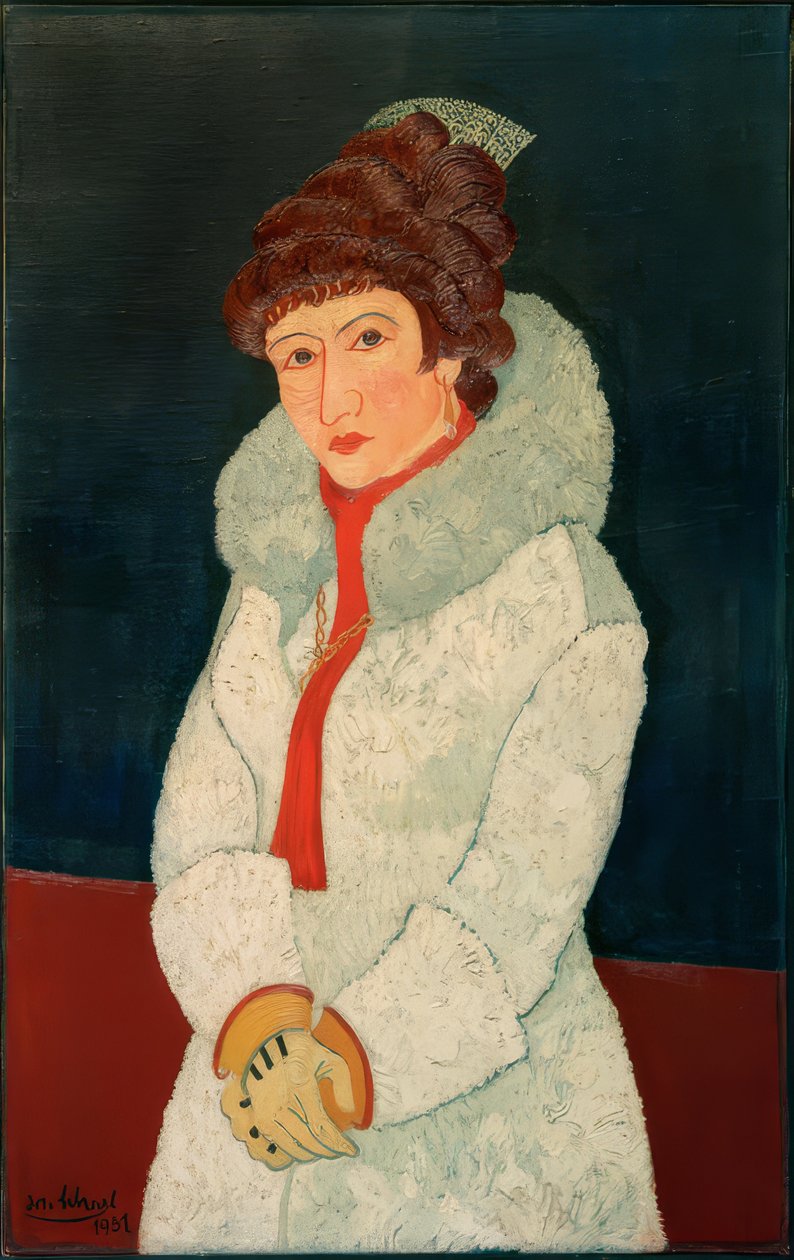 Hölgy szőrmebundában alkotó: Josef Scharl