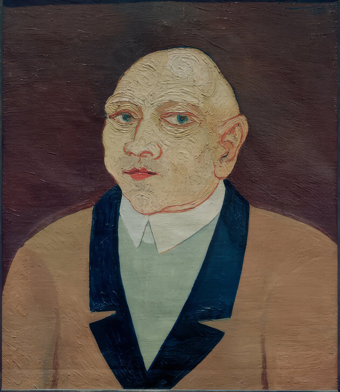 Férfi sárga kabáttal alkotó: Josef Scharl