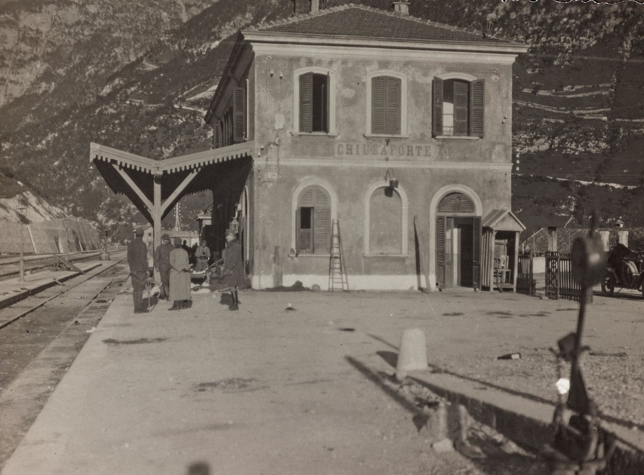 Album "Az én világháborúm - emlékek a délnyugati frontról Karintiában, Olaszországban, Trentino-Alto Adige" 1915.03.31.-1918.12.11. - Josef Zohles Wien ": Chiusaforte állomása (b/w alkotó: Josef Zohles