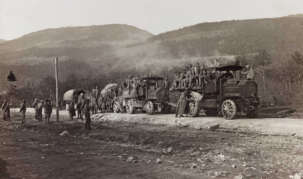 Album "Az én világháborúm - emlékek a délnyugati frontról Karintiában, Olaszországban, Trentino-Alto Adige" 1915.03.31-1918.12.11 - Josef Zohles Bécs ": katonai járművek Hermagban alkotó: Josef Zohles
