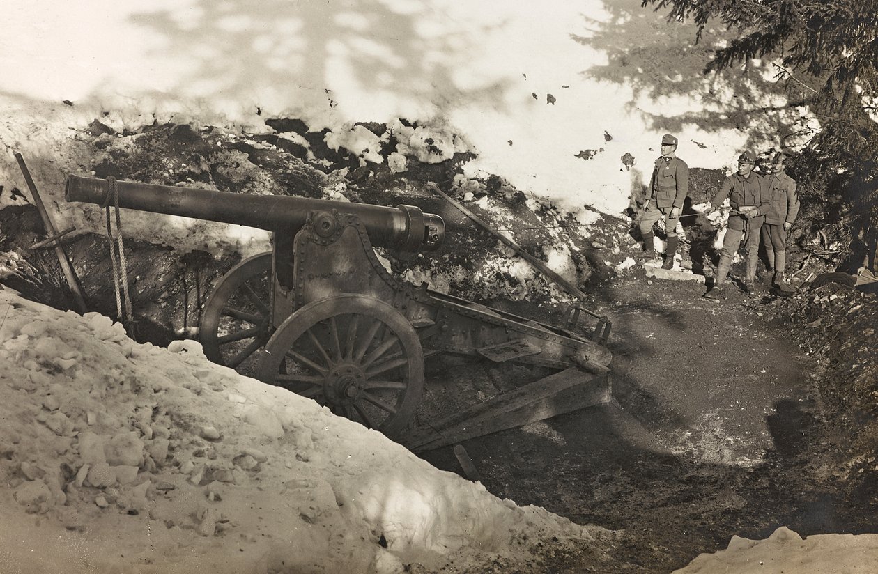 Album "Az én világháborúm - emlékek a délnyugati frontról Karintiában, Olaszországban, Trentino-Alto Adige" 1915.03.31.-1918.12.11. - Josef Zohles Bécs ": Katonák ágyúval Pra-ban alkotó: Josef Zohles