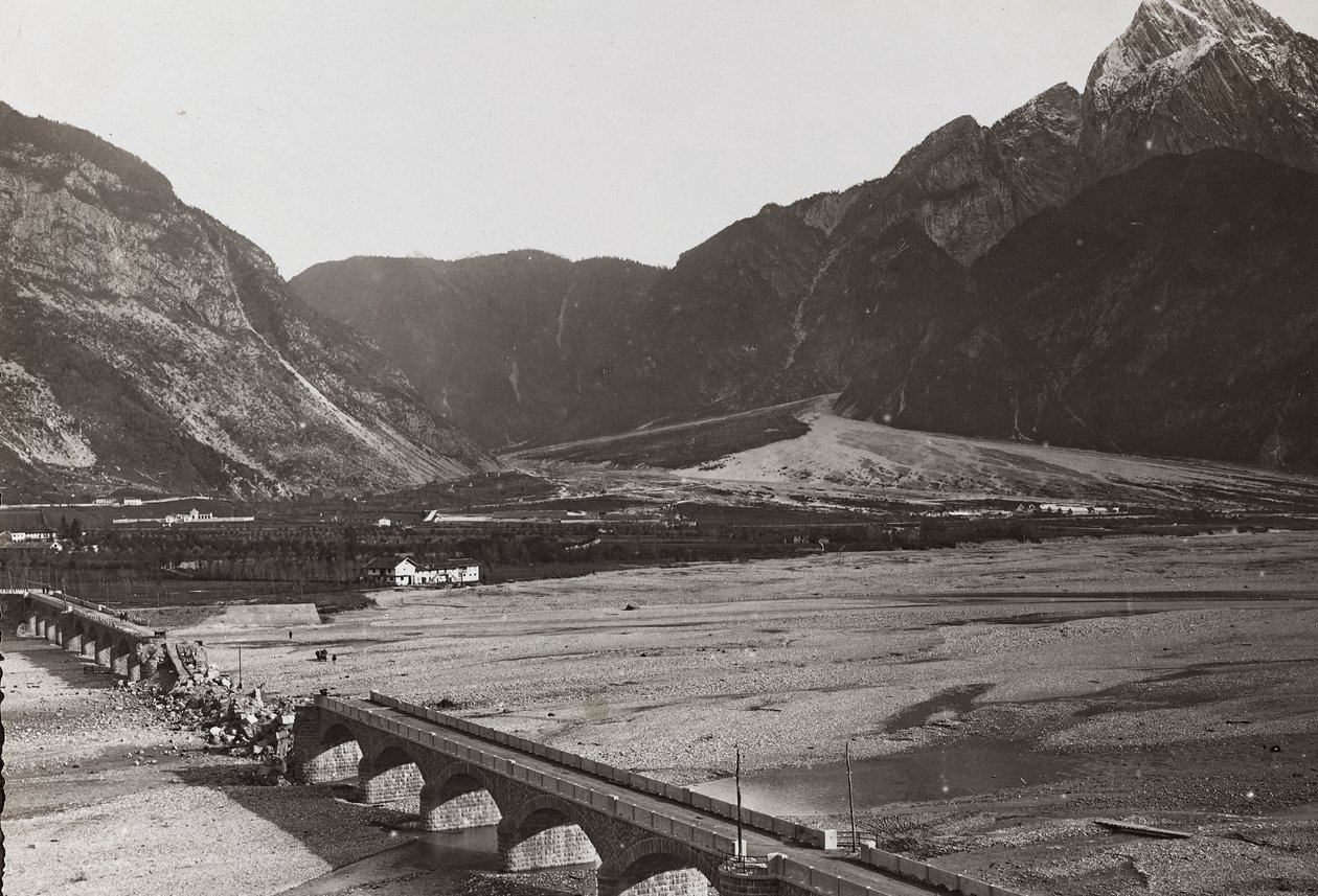 Album "Az én világháborúm – emlékek a délnyugati frontról Karintiában, Olaszországban, Trentino-Alto Adige" 1915.03.31.-1918.12.11. - Josef Zohle Bécsje": Tagliamento hídja (f/w alkotó: Josef Zohles