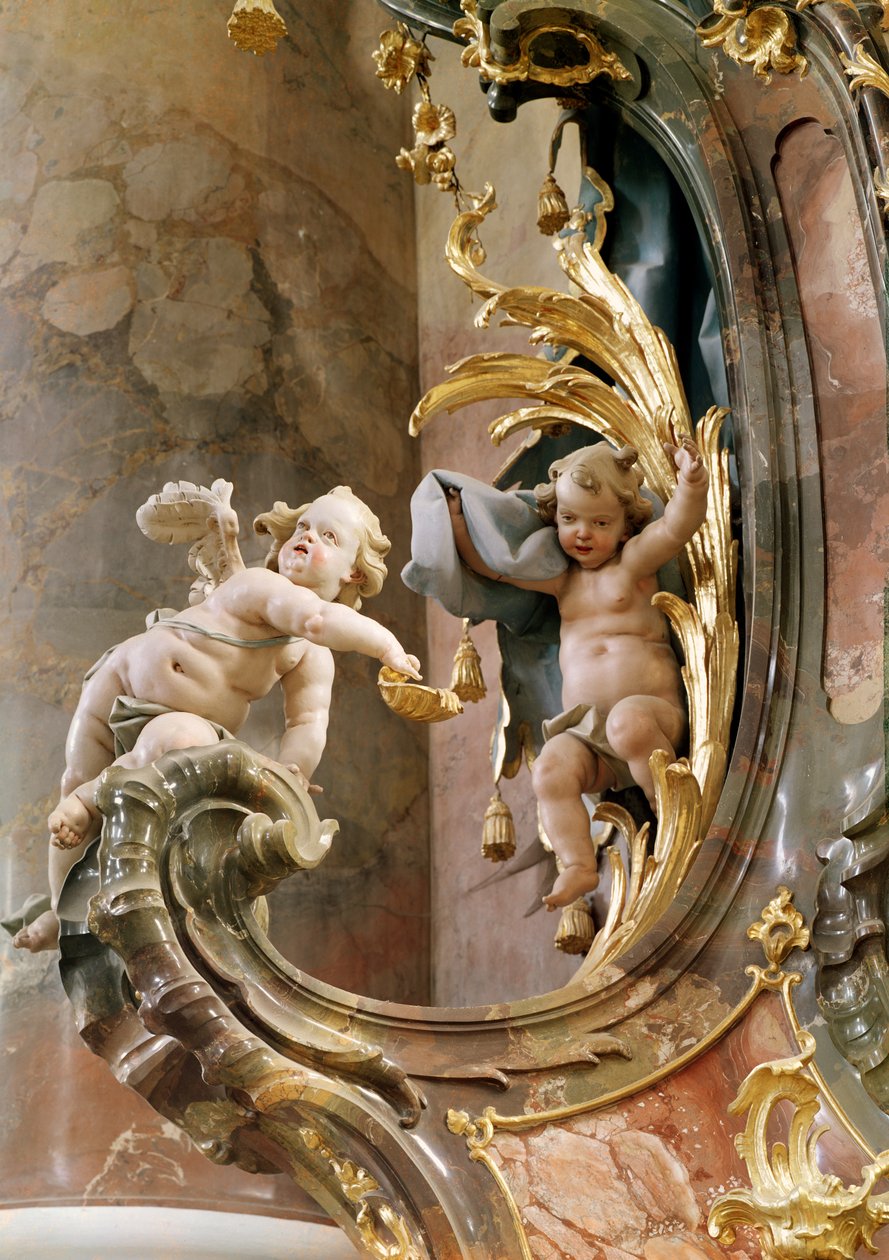 Kerubok, 1737-66 (stukkó és aranyozott fa) alkotó: Joseph Anton Feuchtmayer
