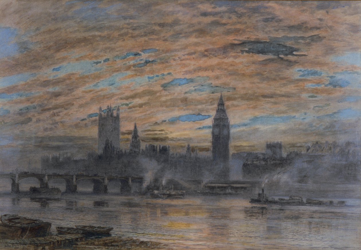 Westminster a Surrey Banktól, 1922 alkotó: Joseph Severn