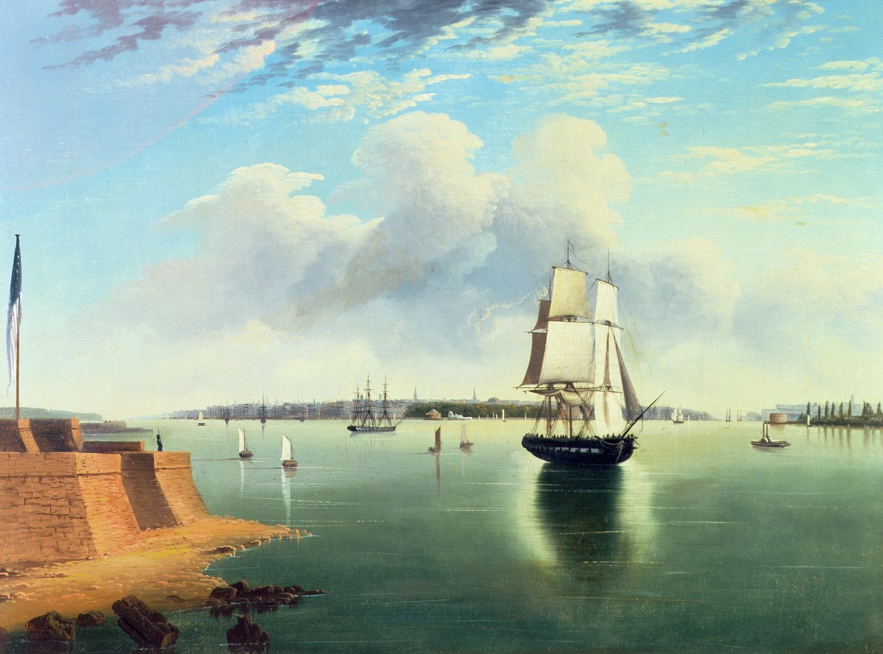 New York kilátása a Bedloes-szigetről, 1867 alkotó: Joseph B. Pringle