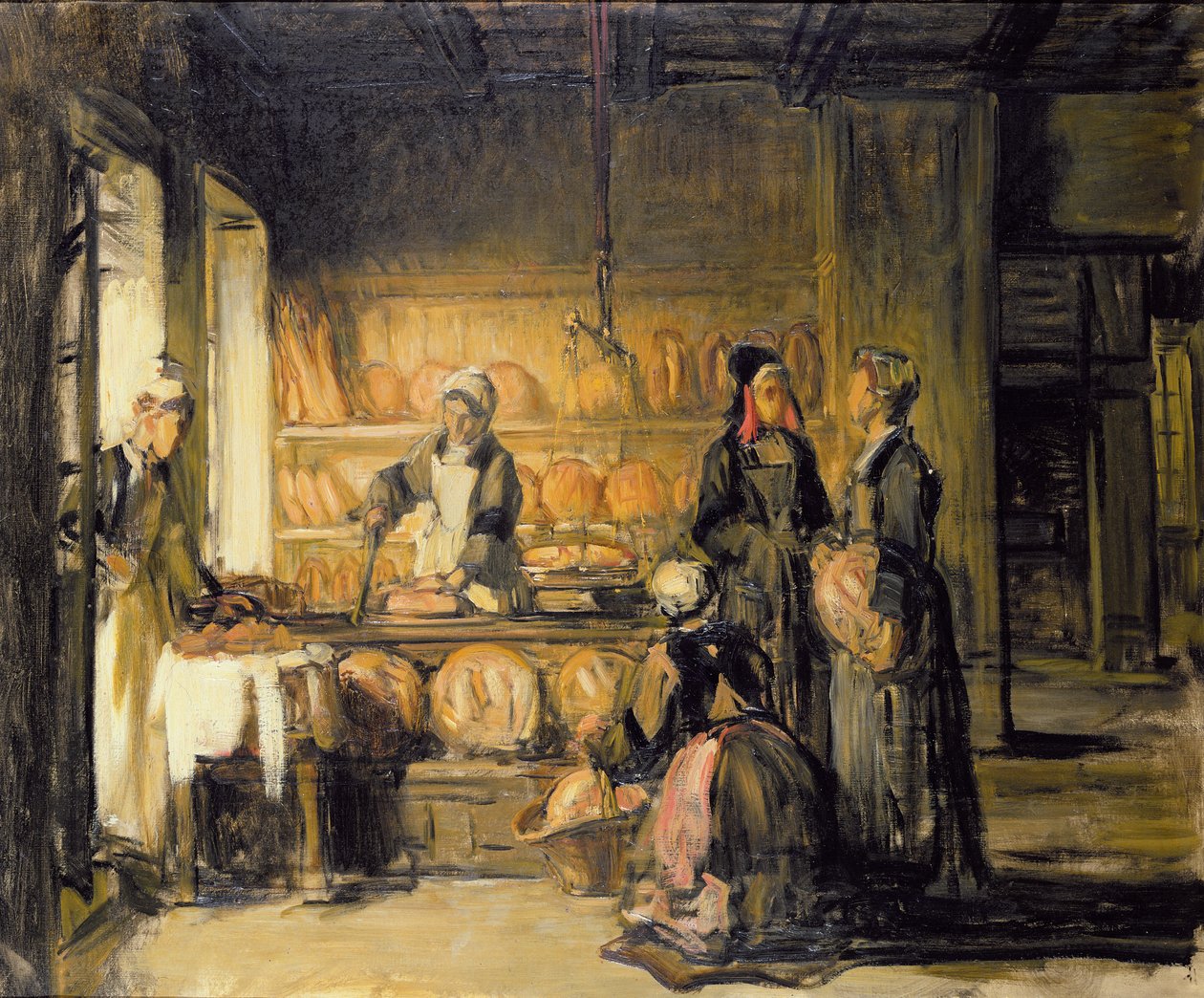 Egy breton boulangerie belső tere, 1906 körül alkotó: Joseph Bail