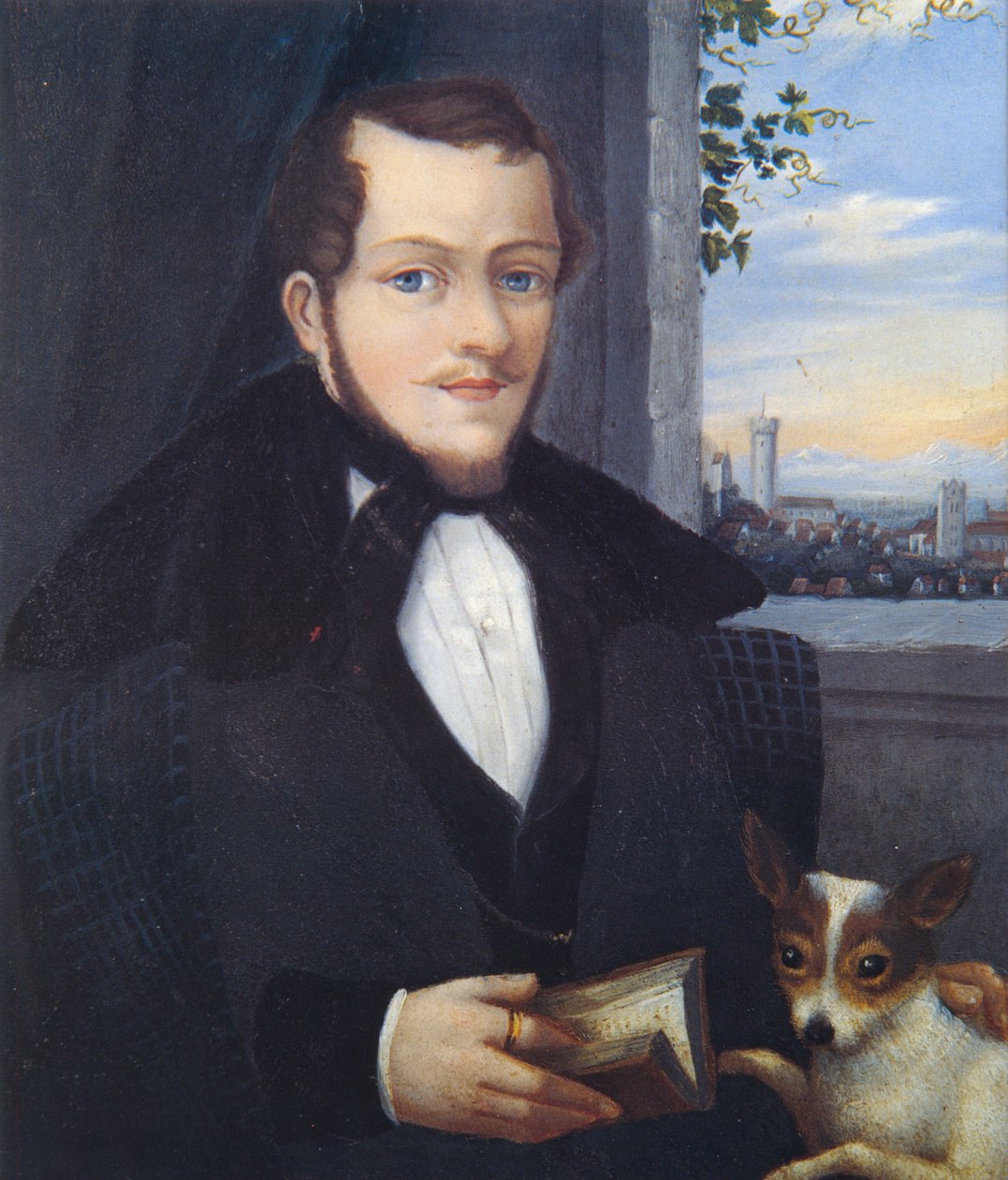 Joseph Bayer önarcképe kutyával alkotó: Joseph Bayer