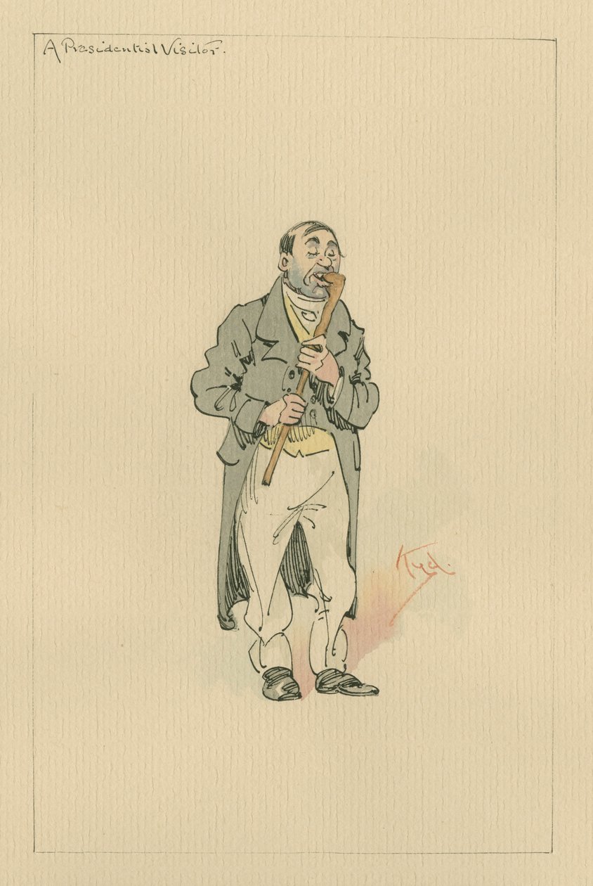 Elnöki látogató, 1920-as évek (toll és tinta WC-vel papíron) alkotó: Joseph Clayton Clarke